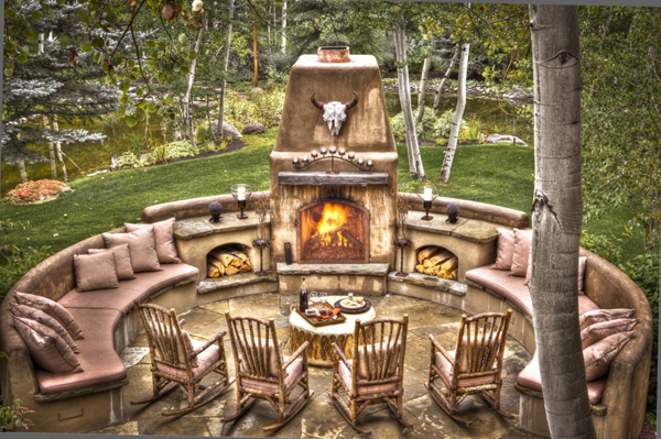 Outdoor Fireplace - The Picket Fence, Ketchum, ID