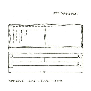 La Lune Collection Custom Chaise Drawing 2