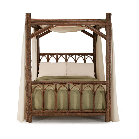 Rustic Canopy Bed Queen #4150 shown in Natural Finish (on Bark)