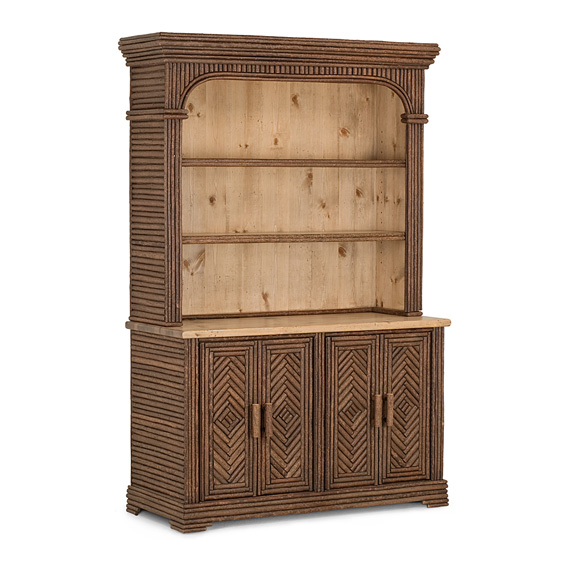 Rustic Hutch #2042 shown in a Custom Finish - Light Pine with Willow in Natural Finish (on Bark)