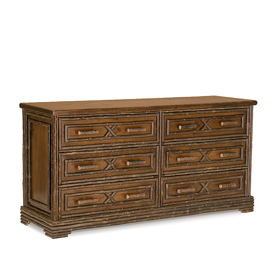 Rustic Six Drawer Dresser #2192 shown in Natural Finish (on Bark)