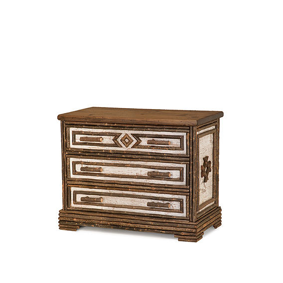 Rustic Three Drawer Chest #2560 shown in Natural Finish (on Bark)