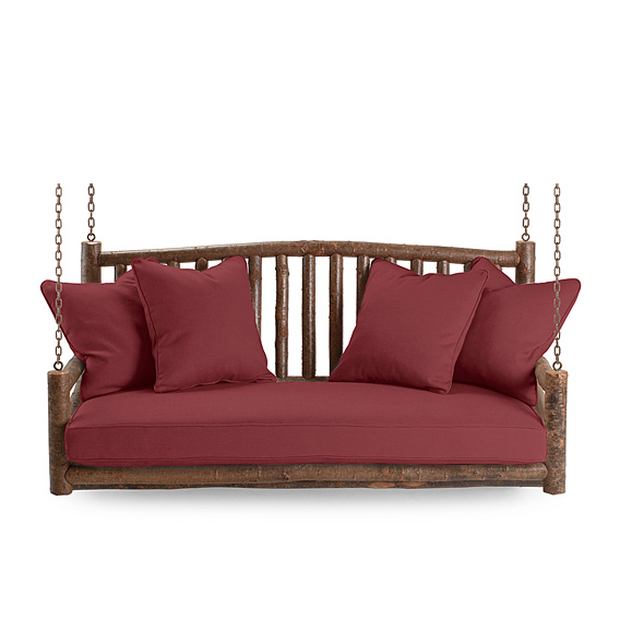Rustic Porch Swing #1233 shown in Natural Finish (on Bark)