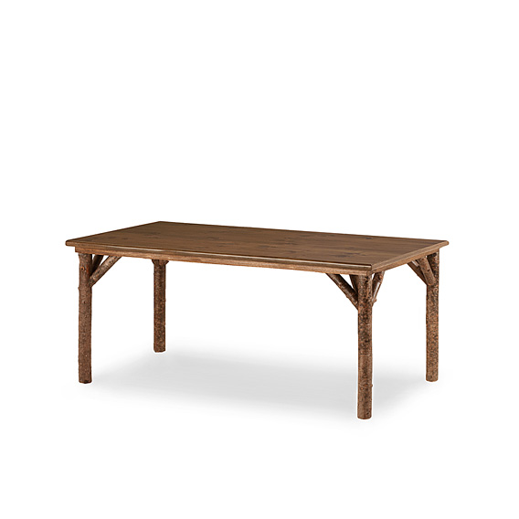Rustic Dining Table #3036 shown in Natural Finish (on Bark) with Medium Pine Top