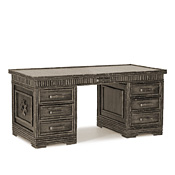 Rustic Desk with Willow Top & Inset Glass #2141